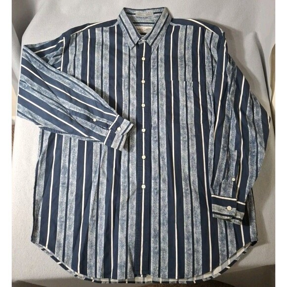 Quarry Canyon Chambray Shirt Mens XL Blue Stripes Button up Cowboy Western - Picture 1 of 8